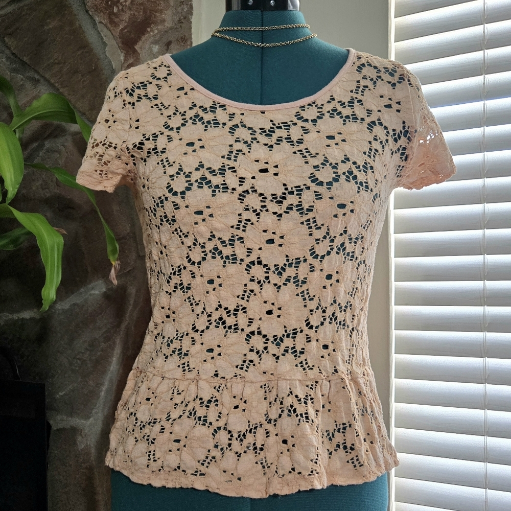 Lowrys Farm Fitted Peplum Twee Lace Bodice Cottagecore Farmhouse
